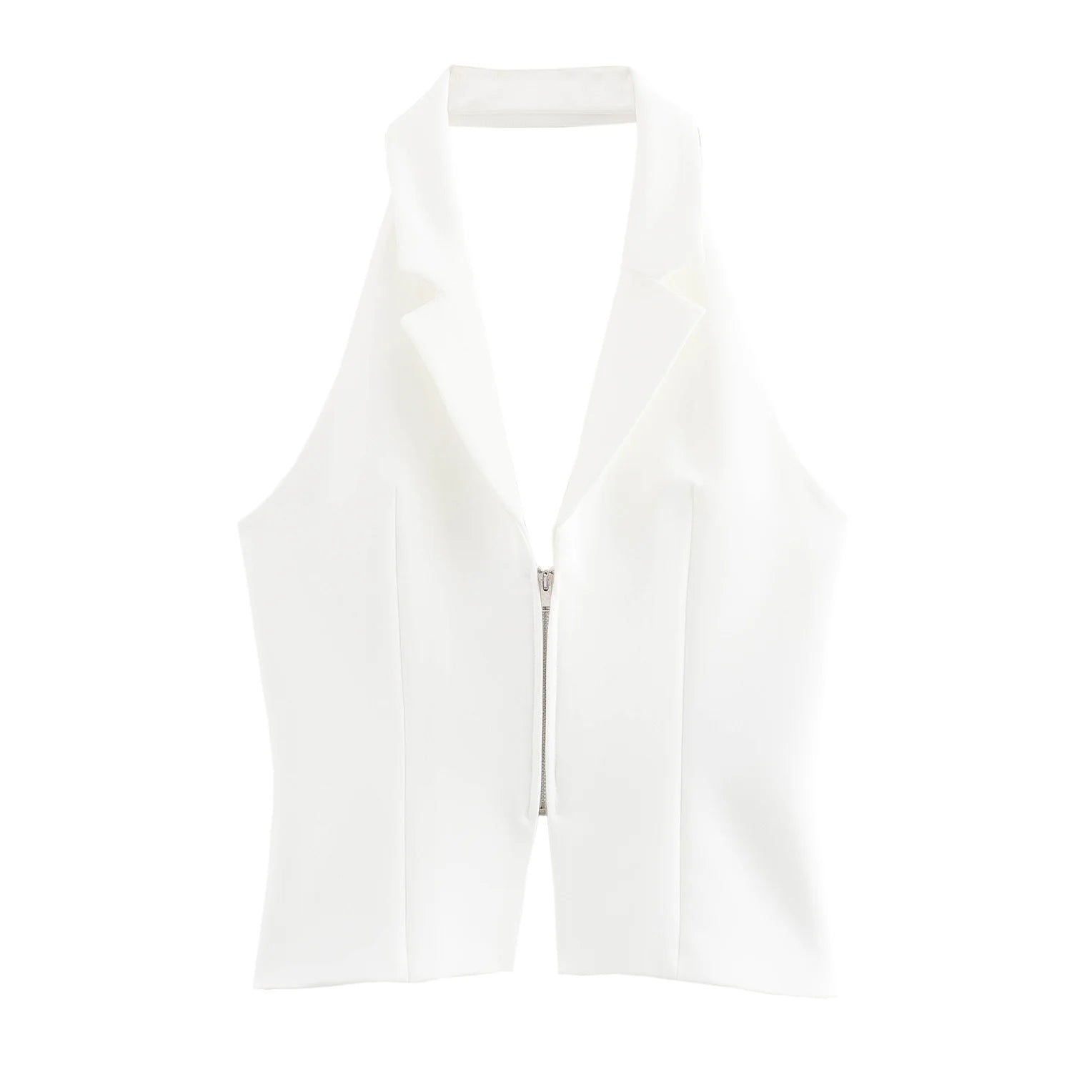 Trendy Women's Backless Zipper Crop Top in Solid Polyester