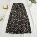 Elegant Floral Print Chiffon A-Line Midi Skirt for Women