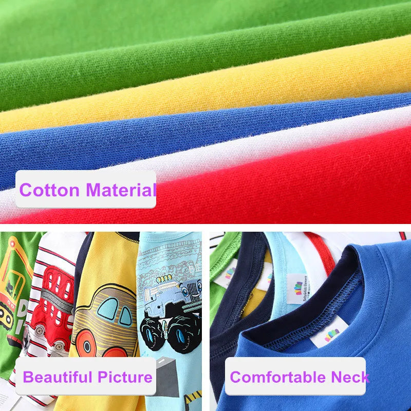 Boys Cartoon Long Sleeve T-Shirt in Color Patchwork