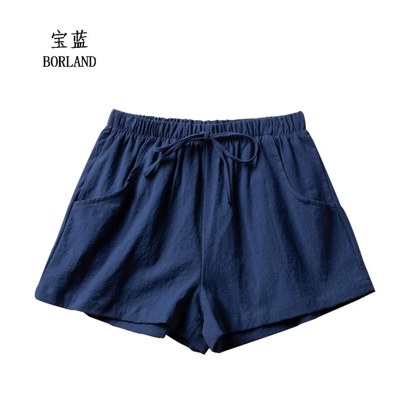 High Waist Casual Linen Shorts for Women in Multiple Colors