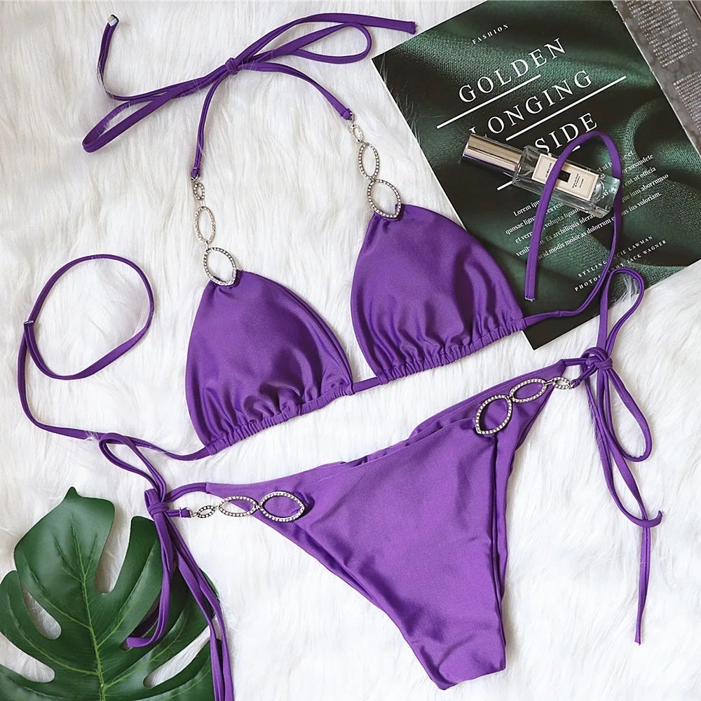 Elegant Rhinestone Bikini Set for Women by Indoversuit