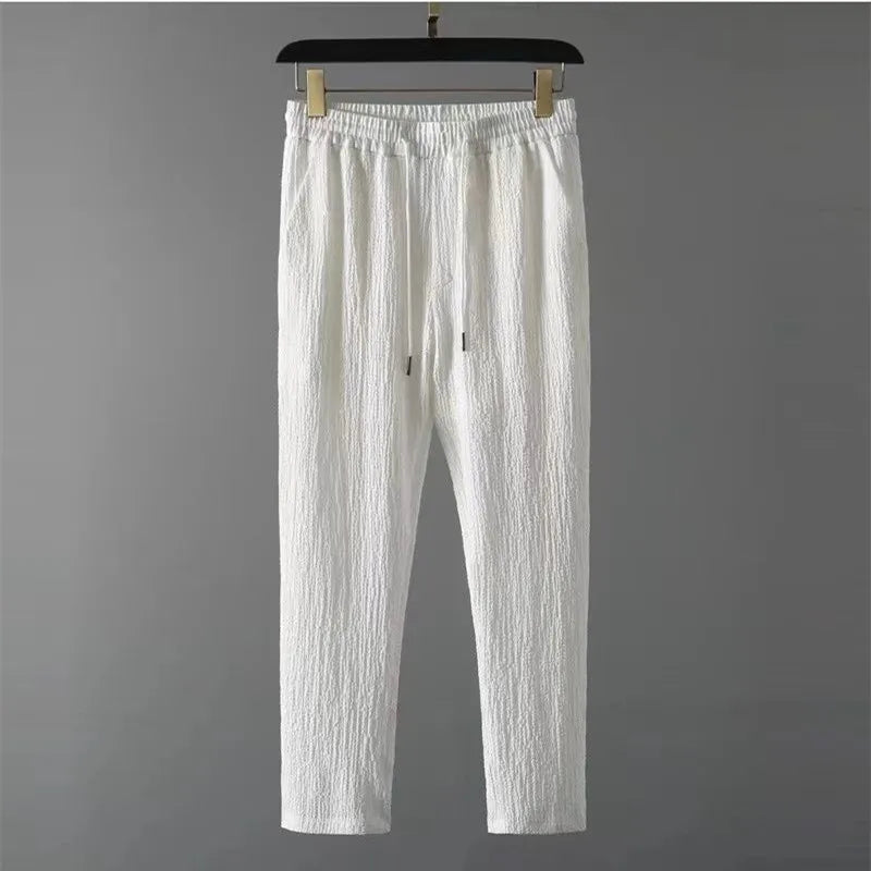 Men's Casual Summer Sports Suit with V-Neck T-Shirt and Jogger Pants