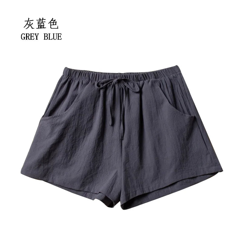 High Waist Casual Linen Shorts for Women in Multiple Colors