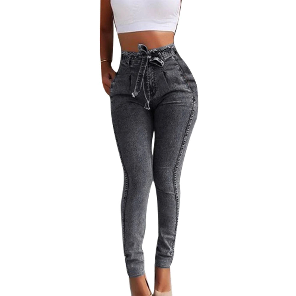 High Waist Skinny Jeans for Women in Stretch Denim