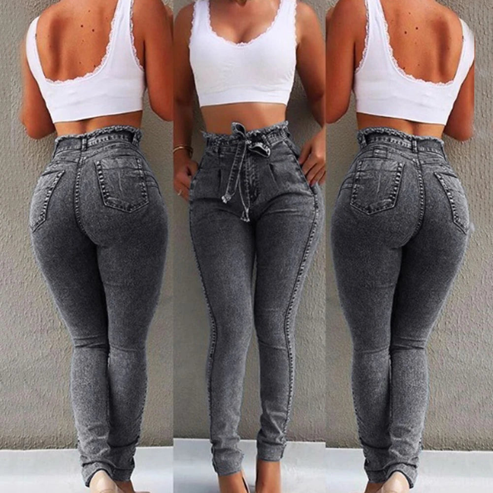 High Waist Skinny Jeans for Women in Stretch Denim