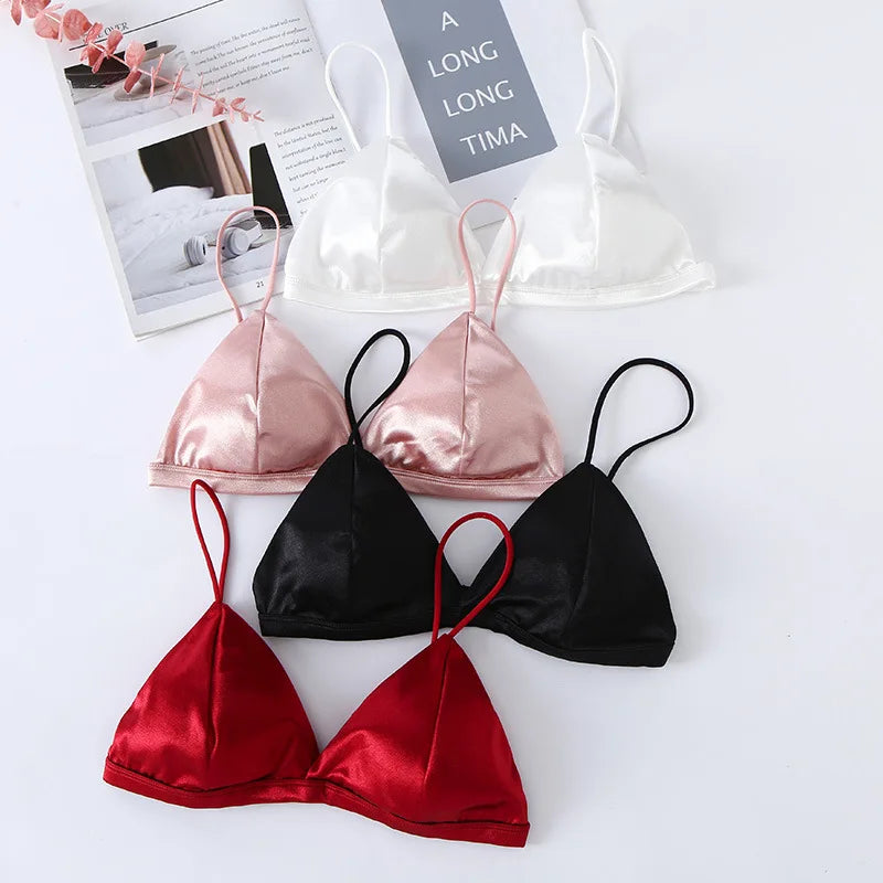 Adjustable Satin Tube Top Bra for Women - Sexy Lingerie