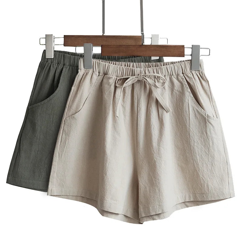 High Waist Casual Linen Shorts for Women in Multiple Colors