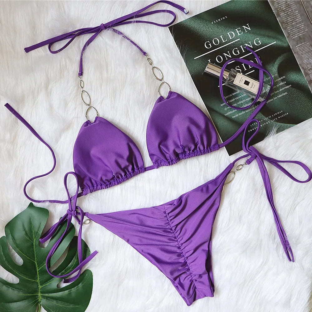 Elegant Rhinestone Bikini Set for Women by Indoversuit