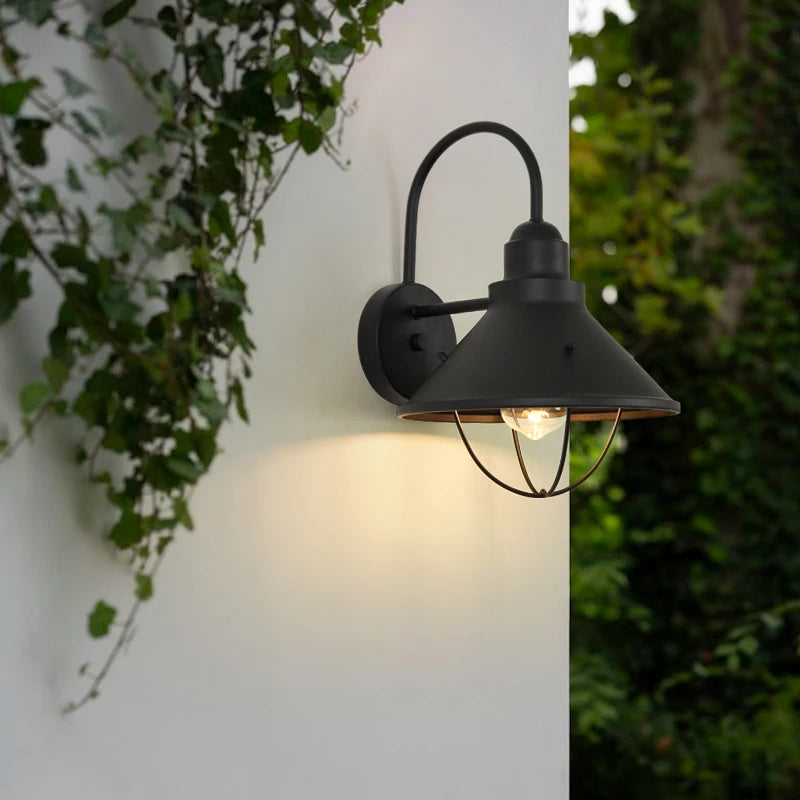 Vintage Black Outdoor Wall Lamp for Garden and Balcony