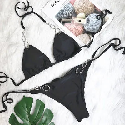 Elegant Rhinestone Bikini Set for Women by Indoversuit
