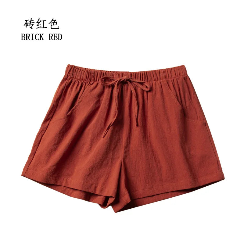 High Waist Casual Linen Shorts for Women in Multiple Colors
