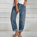 High Waist Wide Leg Loose Jeans for Women in Cotton Denim
