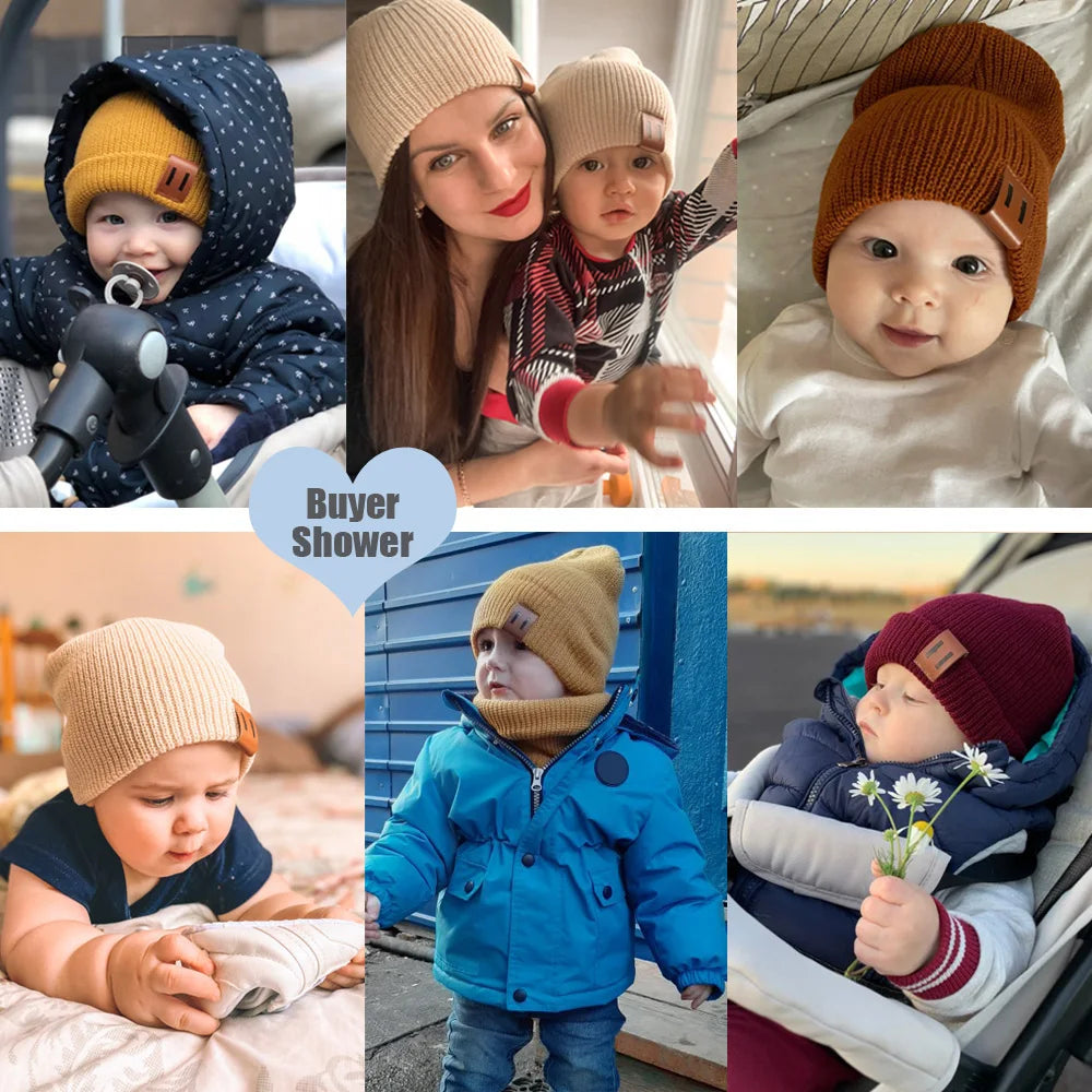 Acrylic Knit Baby Beanie Cap for Unisex 1-4 Years