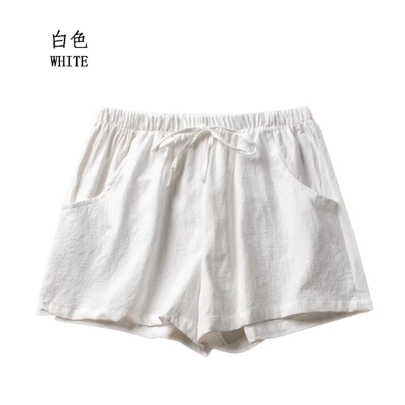 High Waist Casual Linen Shorts for Women in Multiple Colors
