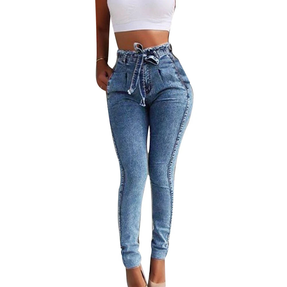 High Waist Skinny Jeans for Women in Stretch Denim