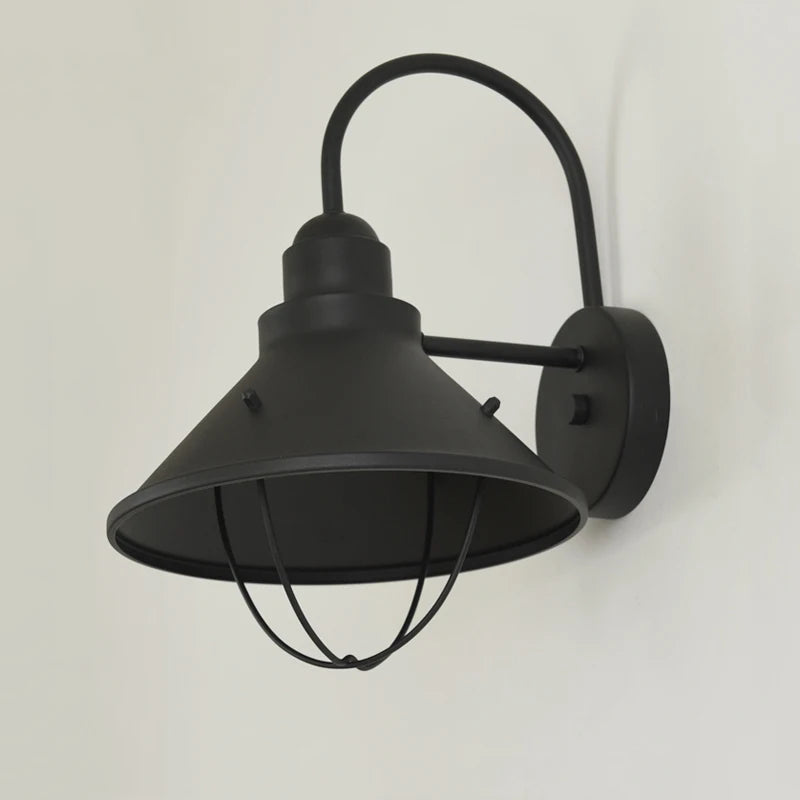 Vintage Black Outdoor Wall Lamp for Garden and Balcony