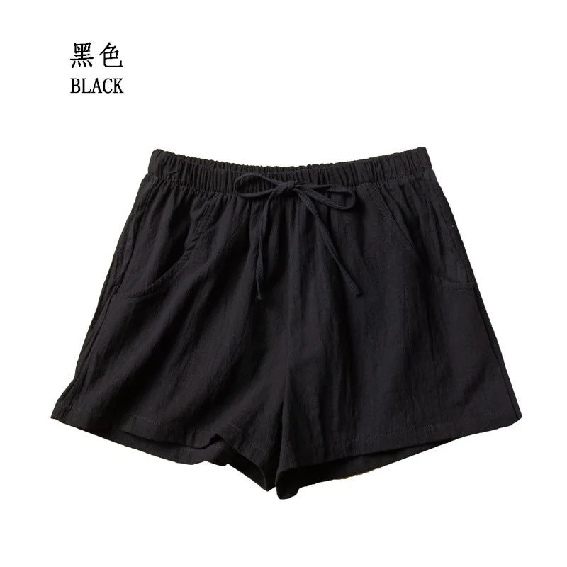 High Waist Casual Linen Shorts for Women in Multiple Colors