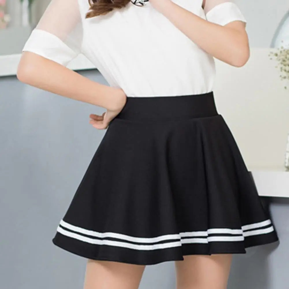 Women High Waist Pleated Midi Skirt in Solid Color