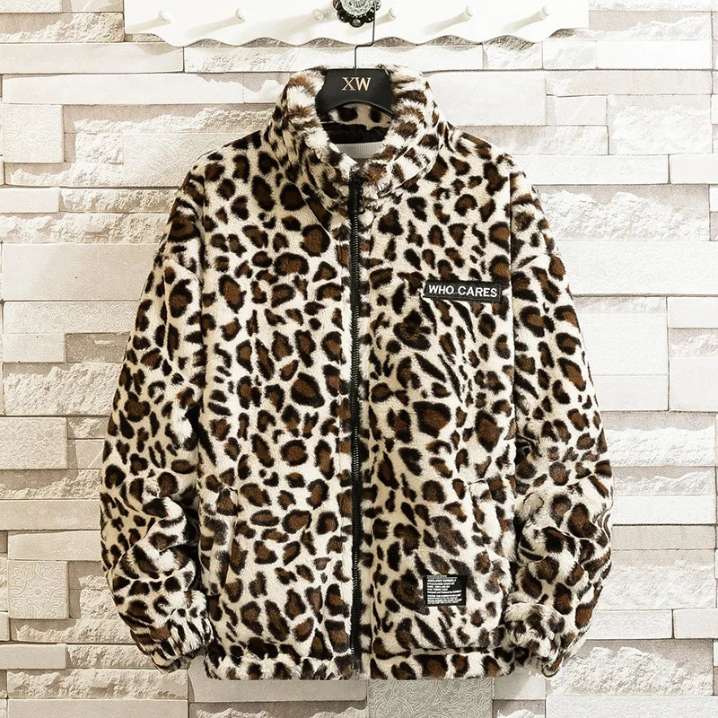 2025 Fall/winter Leopard Print Jacket Loose and Comfortable Cotton-padded Jacket Fashion Men's and Women's Autumn Warm Jacket