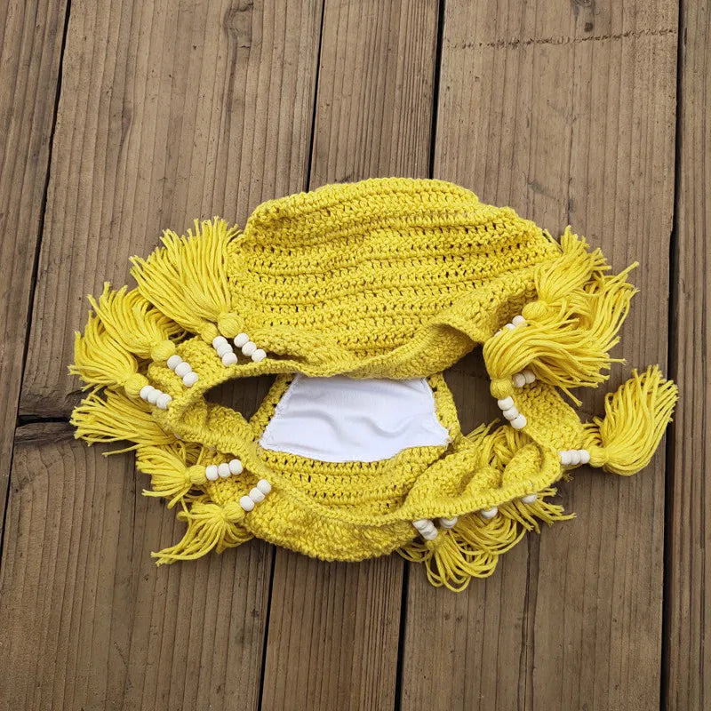 Crochet Bikini Set with Tassels Bead for Women