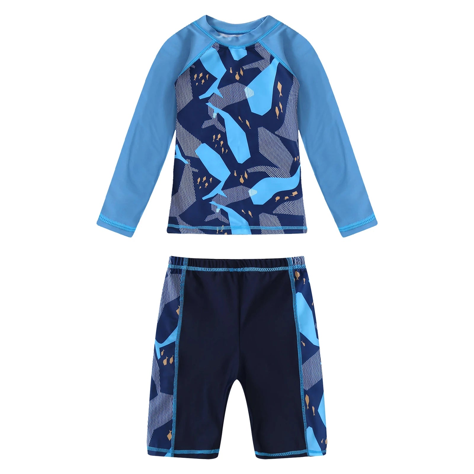 Boys 2 Piece Rash Guard Swim Set with Shorts for Summer