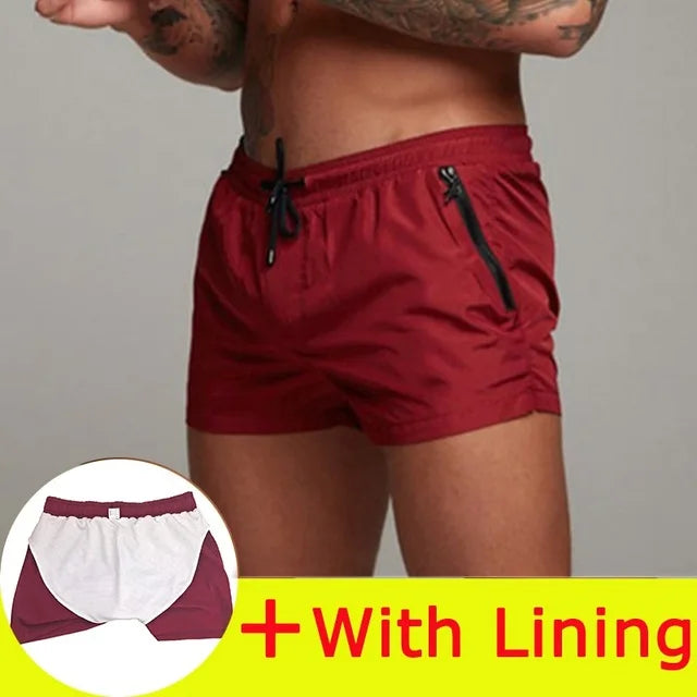 Men's Quick Dry Polyamide Swim Trunks with Liner for Beach Sports