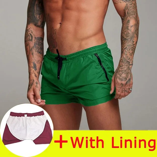 Men's Quick Dry Polyamide Swim Trunks with Liner for Beach Sports