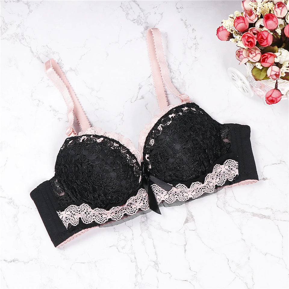 Push Up Lace Bra for Women with Back Closure and Underwire
