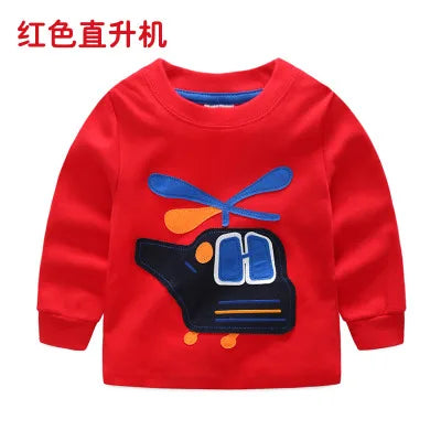 Boys Cartoon Long Sleeve T-Shirt in Color Patchwork