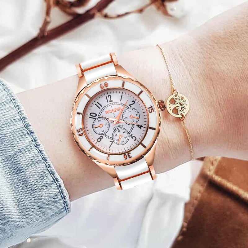 Rose Gold Stainless Steel Quartz Watch for Women with Elegant Design