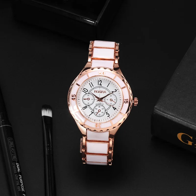 Rose Gold Stainless Steel Quartz Watch for Women with Elegant Design