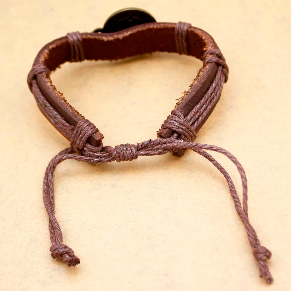 St. Benedict Medal Leather Bracelet for Unisex Fashion