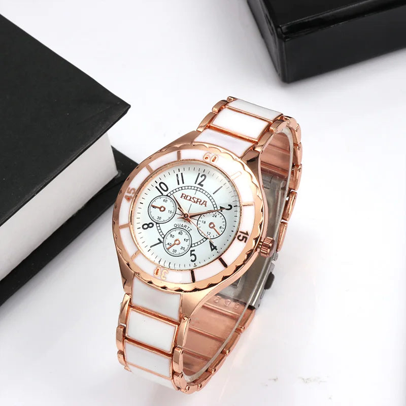 Rose Gold Stainless Steel Quartz Watch for Women with Elegant Design
