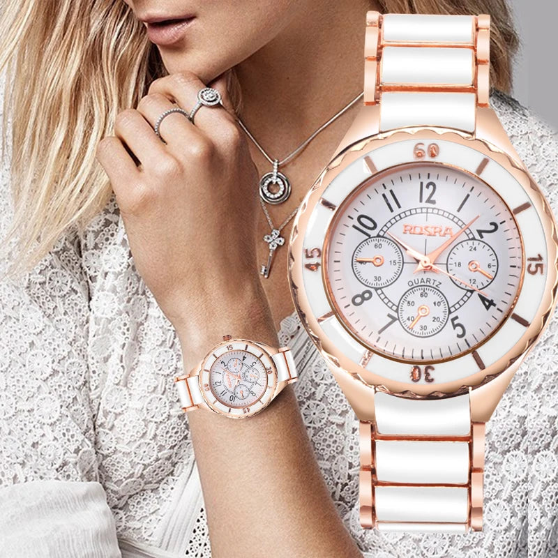 Rose Gold Stainless Steel Quartz Watch for Women with Elegant Design