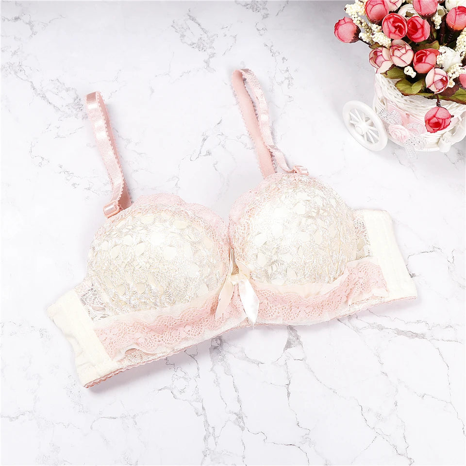 Push Up Lace Bra for Women with Back Closure and Underwire