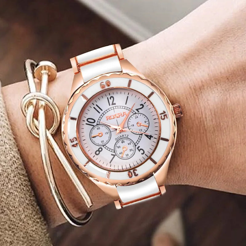 Rose Gold Stainless Steel Quartz Watch for Women with Elegant Design