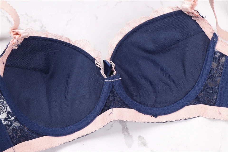 Push Up Lace Bra for Women with Back Closure and Underwire