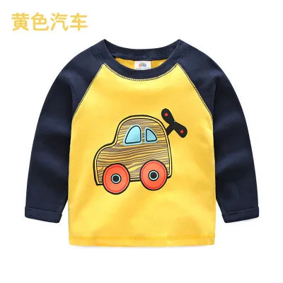 Boys Cartoon Long Sleeve T-Shirt in Color Patchwork