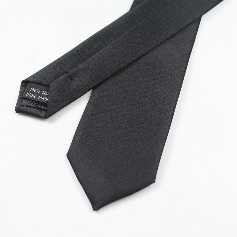 JEMYGINS 100% Silk Black Skinny Tie for Men and Women
