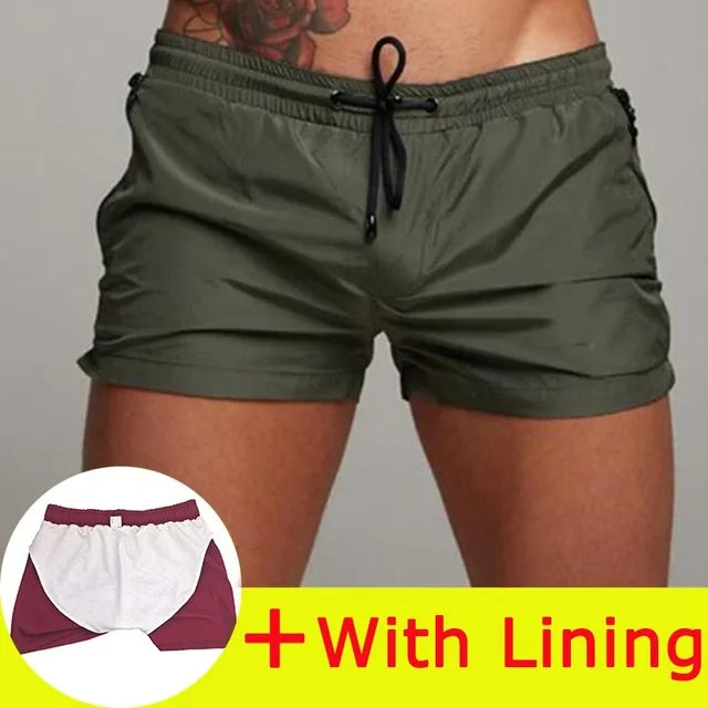 Men's Quick Dry Polyamide Swim Trunks with Liner for Beach Sports