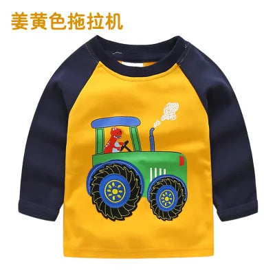 Boys Cartoon Long Sleeve T-Shirt in Color Patchwork