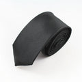 JEMYGINS 100% Silk Black Skinny Tie for Men and Women