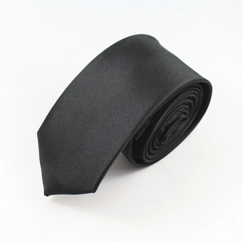 JEMYGINS 100% Silk Black Skinny Tie for Men and Women