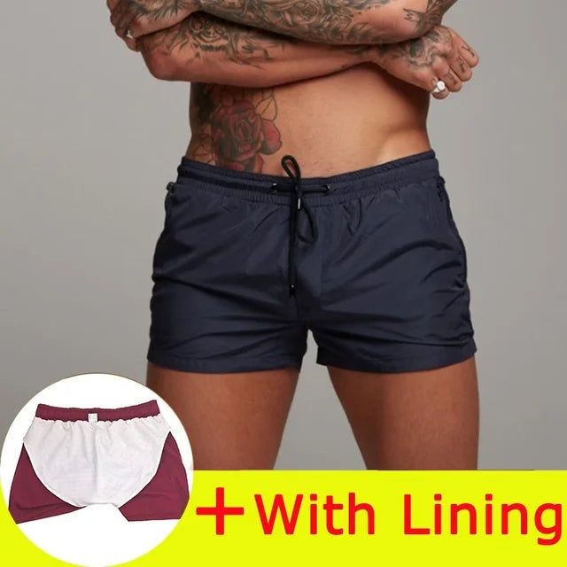 Men's Quick Dry Polyamide Swim Trunks with Liner for Beach Sports