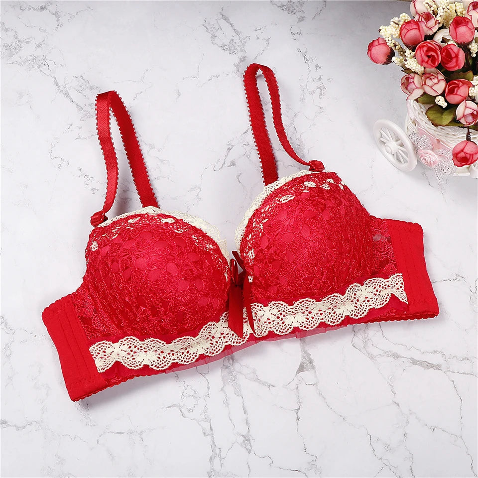 Push Up Lace Bra for Women with Back Closure and Underwire