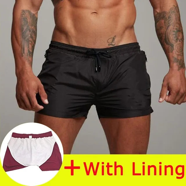 Men's Quick Dry Polyamide Swim Trunks with Liner for Beach Sports