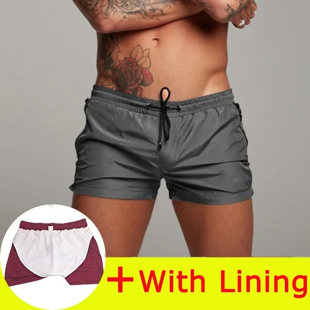 Men's Quick Dry Polyamide Swim Trunks with Liner for Beach Sports