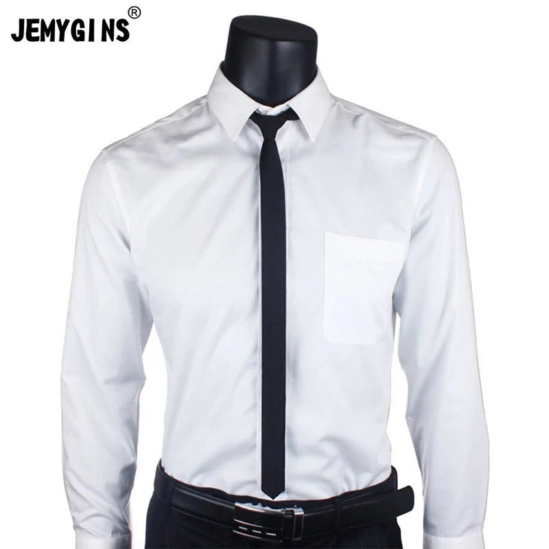 JEMYGINS 100% Silk Black Skinny Tie for Men and Women