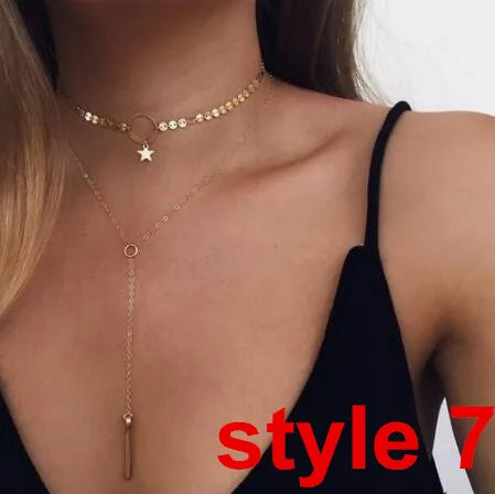 Trendy Women's Metal Clavicle Necklace with Star Design