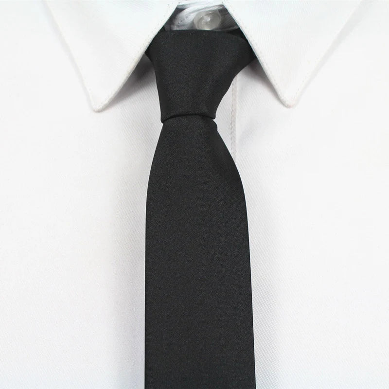 JEMYGINS 100% Silk Black Skinny Tie for Men and Women